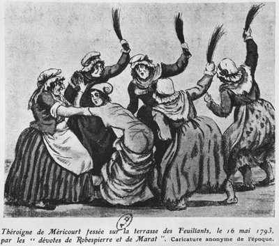 Theroigne de Mericourt, bir grup Parisli Jakoben kadın tarafından kırbaçlandı, 16 Mayıs 1793 (kağıt üzerinde wc) by French School