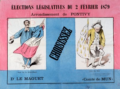 Üçüncü Cumhuriyet: Pontivy (Morbihan) belediyesinde 2/02/1879 yasama seçimleri için afiş. Paris. Afiş ve Reklam Müzesi by French School