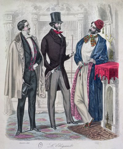 Üç Zarif Genç Adam, Aralık 1848 (renkli gravür) by French School