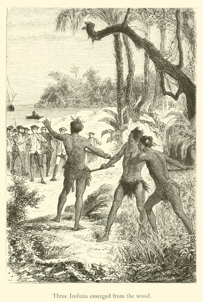 Ağaçtan üç Kızılderili çıktı (gravür) by French School