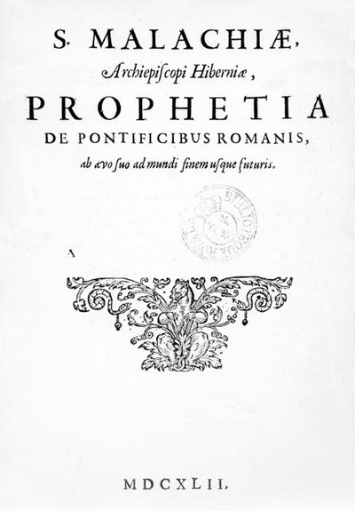 Papaların Kehaneti için Başlık Sayfası, 1662