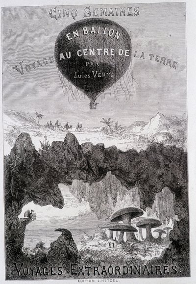 Başlık sayfası: “Balonda Beş Hafta” ve “Dünyanın Merkezine Yolculuk”” Jules Verne, sd. Hetzel