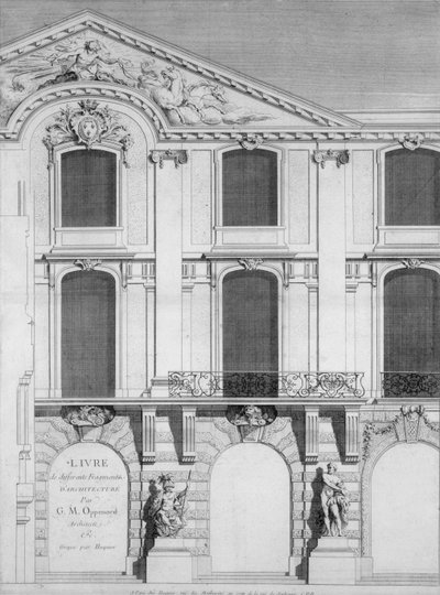 Oppenords tasarımlarının oyulmuş levhalarından oluşan bir kitabın başlık sayfası, 1745