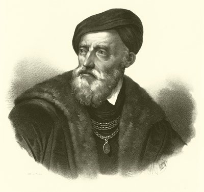 Tiziano Vecelli veya Tiziano Vecellio, İngilizce olarak Titian olarak bilinir, portre (gravür) by French School