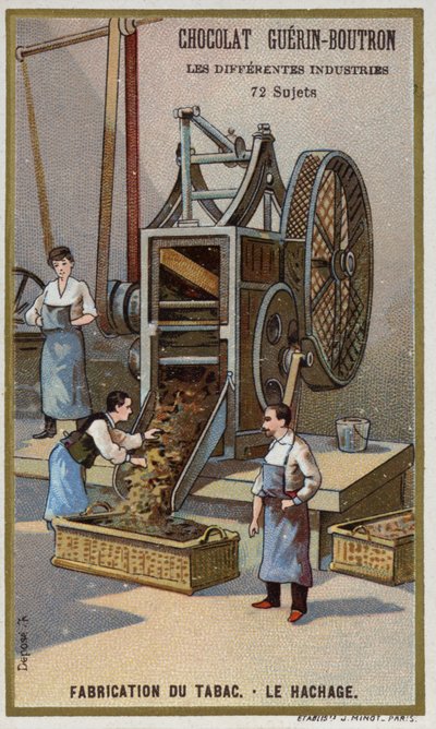 Tütün üretimi. Parçalama yaprakları (chromolitho) by French School