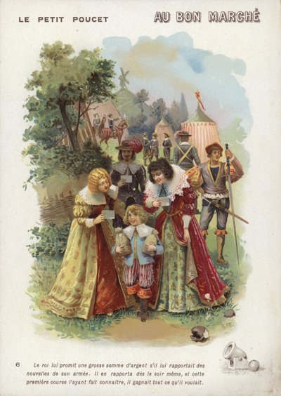 Tom Thumb, para çantaları tutan çocuk by French School