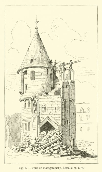 1778 yılında yıkılan Montgommery Kulesi, by French School
