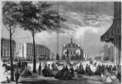 İkinci İmparatorluk Döneminde Paris'in Dönüşümleri, Paris Haussmann: Paris'teki XI bölgesinin yeni belediye binası. (Voltaire Bulvarı ve Parmentier Caddesi'ni görebilirsiniz). 1865'ten itibaren yerçekimi. by French School