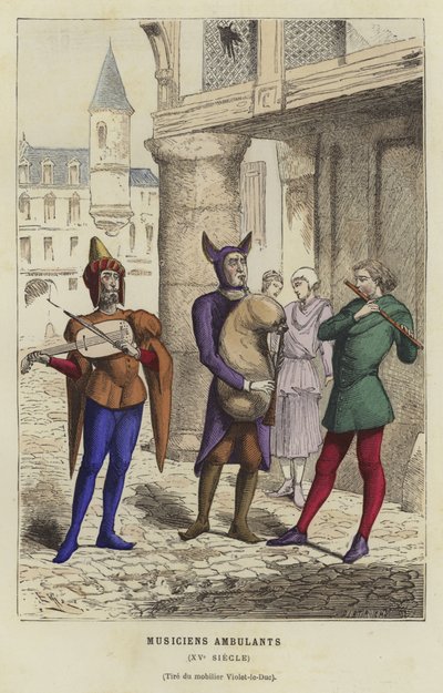 Seyahat eden müzisyenler, 15. yüzyıl by French School