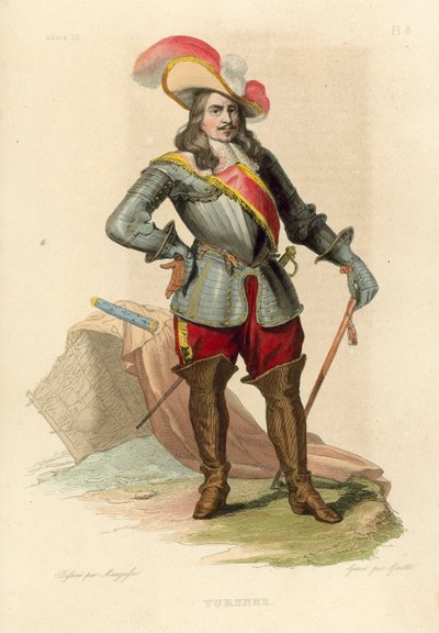 Turenne (renkli gravür) by French School