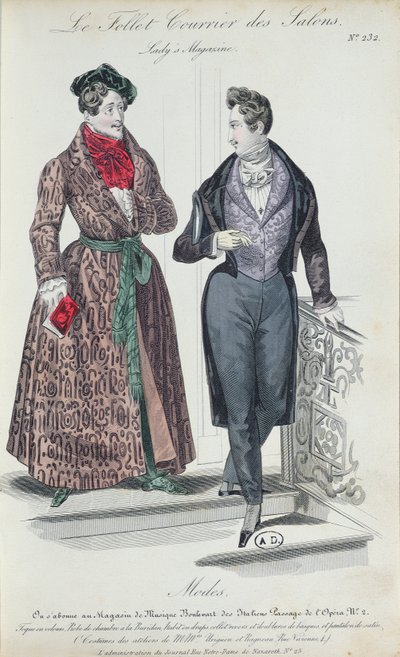 İki Zarif Genç Adam, 1835 (renkli gravür) by French School