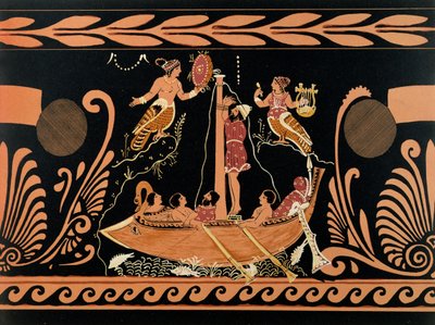 Ulysses ve Sirenler, antik bir Yunan vazodan illüstrasyon by French School