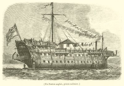 Bir İngiliz dubası, bir askeri hapishane (gravür) by French School