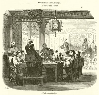 Bir Çin yemeği (gravür) by French School