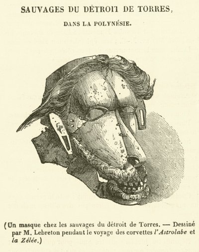 Torres Boğazı vahşileri arasında bir maske (gravür) by French School