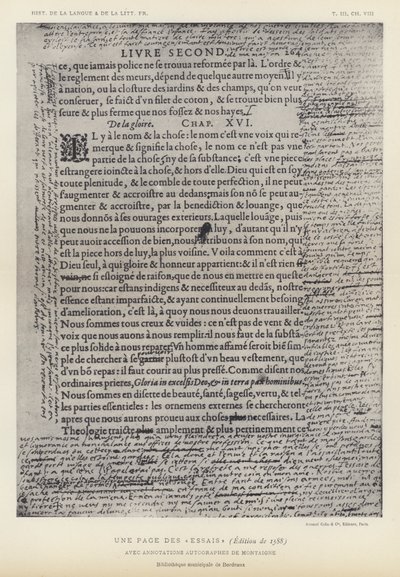 Denemelerden Bir Sayfa, 1588 Baskısı, Montaigne