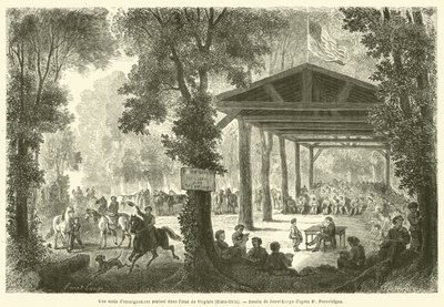 Virginia eyaletinde (ABD) bir karşılıklı eğitim okulu (gravür) by French School