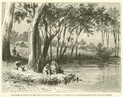 Victoria Eyaletinde olta balıkçılığı (gravür) by French School
