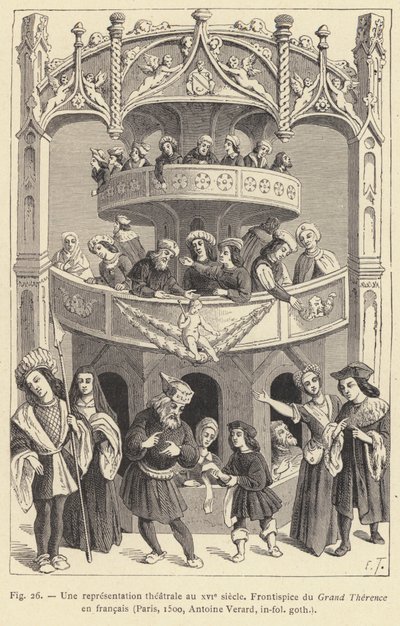 16. yüzyılda bir tiyatro performansı (gravür) by French School
