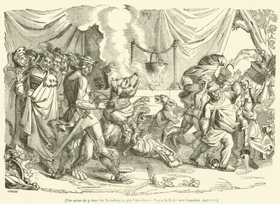 Une scene du poeme des Niebelungen (gravür) by French School