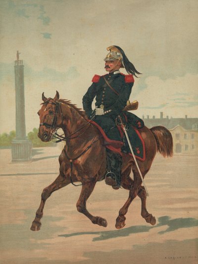 At sırtında kimliği belirsiz Fransız askeri by French School