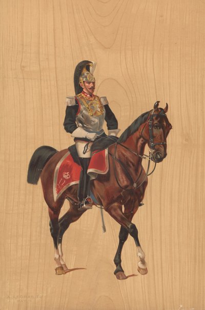 At sırtında kimliği belirsiz asker by French School