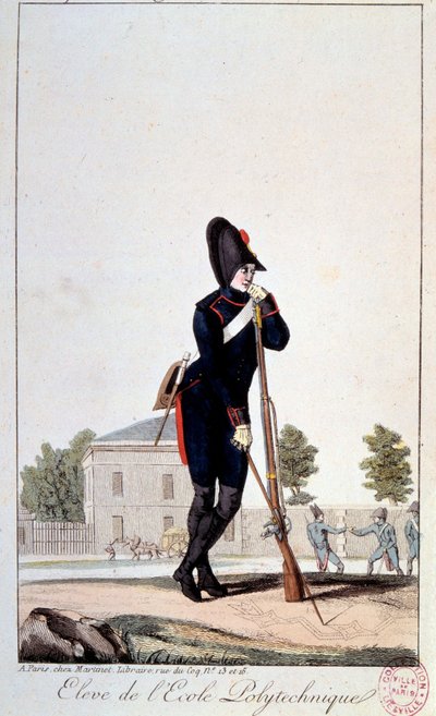 Üniforma: 19. yüzyılda Politeknik Okulu öğrencisi. 19. yüzyılın baskıları. Paris, Musee Karnavalı by French School
