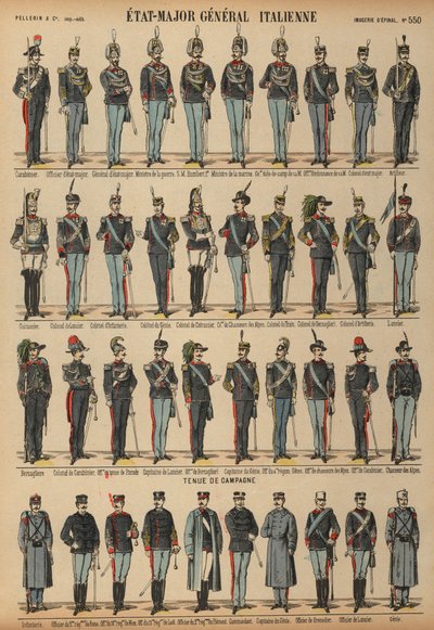 İtalyan Ordusunun Üniformaları (renkli gravür) by French School
