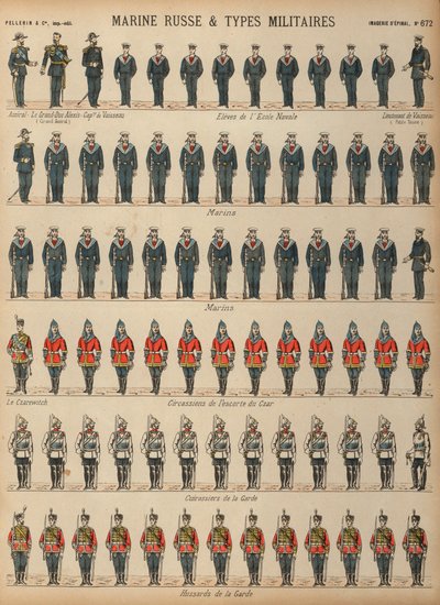 Rus ordusu ve donanmasının üniformaları (renkli gravür) by French School