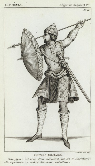 VII. Yüzyıl, Dagobert I Hükümdarlığı, Askeri Kostüm (gravür) by French School