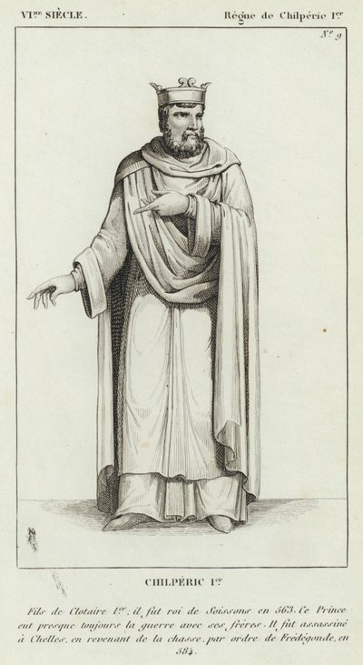 VI Siecle, Regne de Chilperic Ier, Chilperic Ier (gravür) by French School