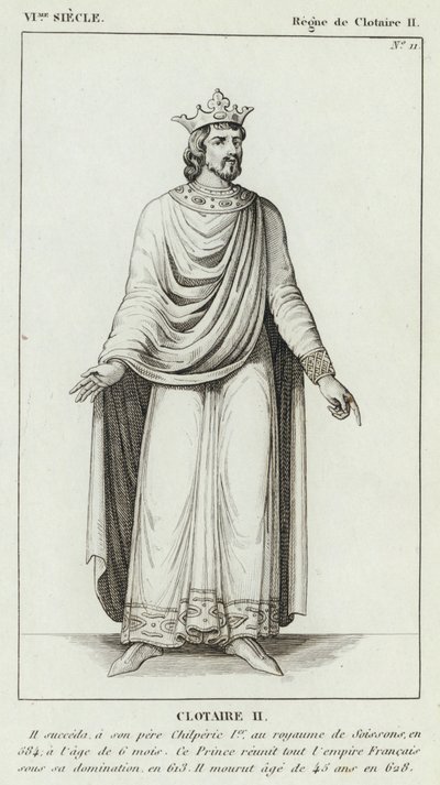 VI. Yüzyıl, Clotaire II Saltanatı, Clotaire II (gravür) by French School