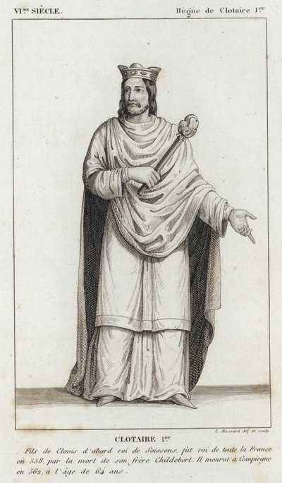VI. Yüzyıl, Clotaire I Hükümdarlığı, Clotaire I (gravür) by French School