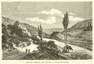 Liverdun yakınlarındaki Moselle Vadisi (gravür) by French School