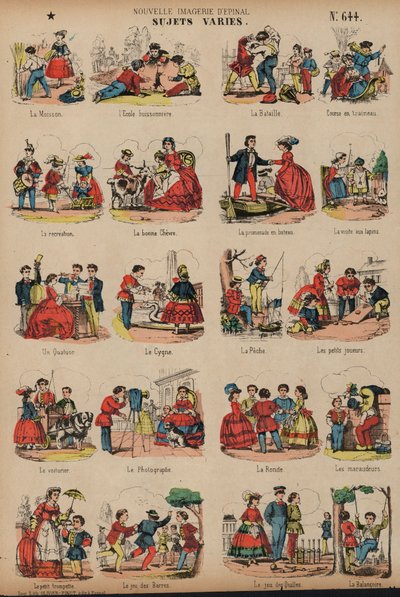 Çeşitli konular (renkli gravür) by French School