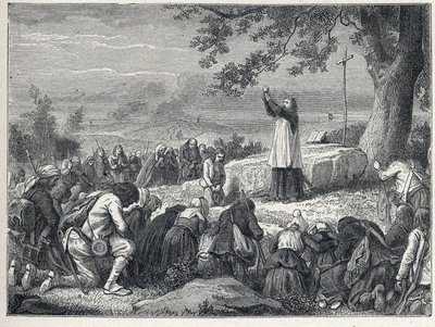 Vendee Savaşları (1793-1796): Yeminli rahipleri reddeden isyancı nüfus için bir meşe ağacının altında bir ayini kutlayan rahip ekler. 1889