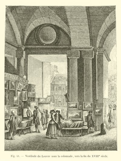 18. yüzyılın sonlarına doğru revak altındaki Louvre antre by French School