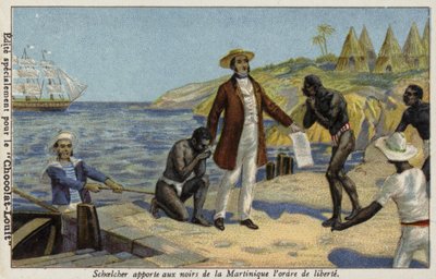 Victor Schoelcher Martinique kölelerine özgürlüklerinin haberini getiriyor, c1848 by French School