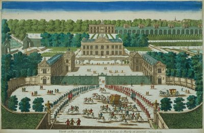 Antoine Aveline (1691-1743) tarafından oyulmuş Marly Şatosu Girişinin Görünümü ve Perspektifi by French School