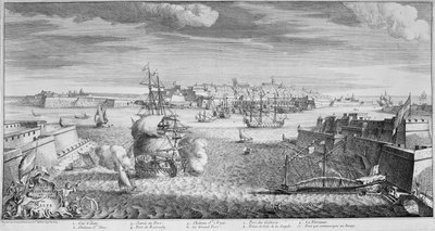 Valletta şehrinin görünümü, Malta Limanı, c.1736 (gravür) by French School