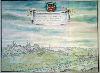 Loches Kalesi manzarası Indre ve Loire