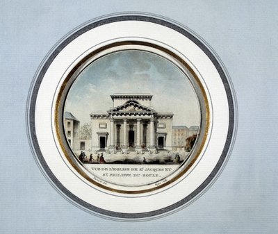 Saint Jacques ve Saint Philippe du Roule kilisesinin görünümü - litografi by French School