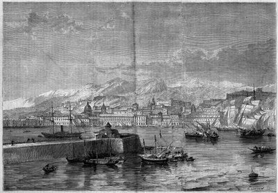 Messina (Messina veya Missina) şehrinin görünümü. Sicilya, İtalya by French School