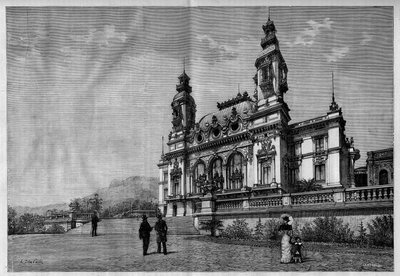 Monte Carlo (Monte-Carlo) kumarhanesinin dışında görüntülendi. by French School