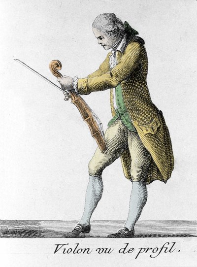Profilden görülen keman. 18. yüzyılın sonundan gravür. by French School