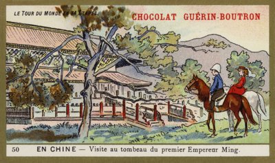 İlk Ming imparatoru Çin'in mezarı ziyareti (chromolitho) by French School