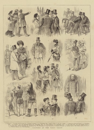 Paris Salonundaki ziyaretçiler (gravür) by French School