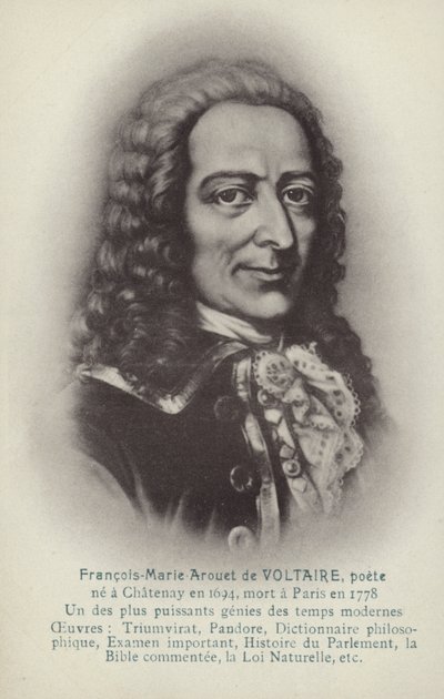 Voltaire (1694-1778), Fransız yazar, filozof ve oyun yazarı (lito) by French School