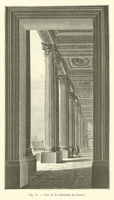 Louvre kolonadının görünümü by French School