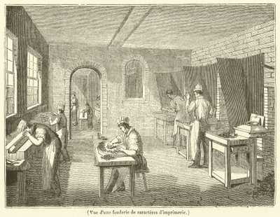 Bir baskı tipi dökümhanenin görünümü (gravür) by French School